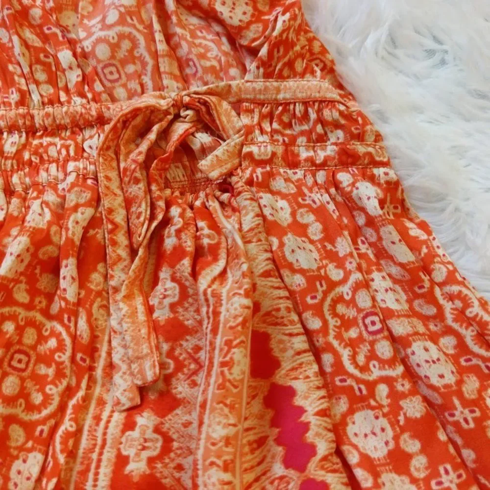 NWT Free People Midsummer's Day Tunic Dress Tank Silky Boho Summer Orange Size M